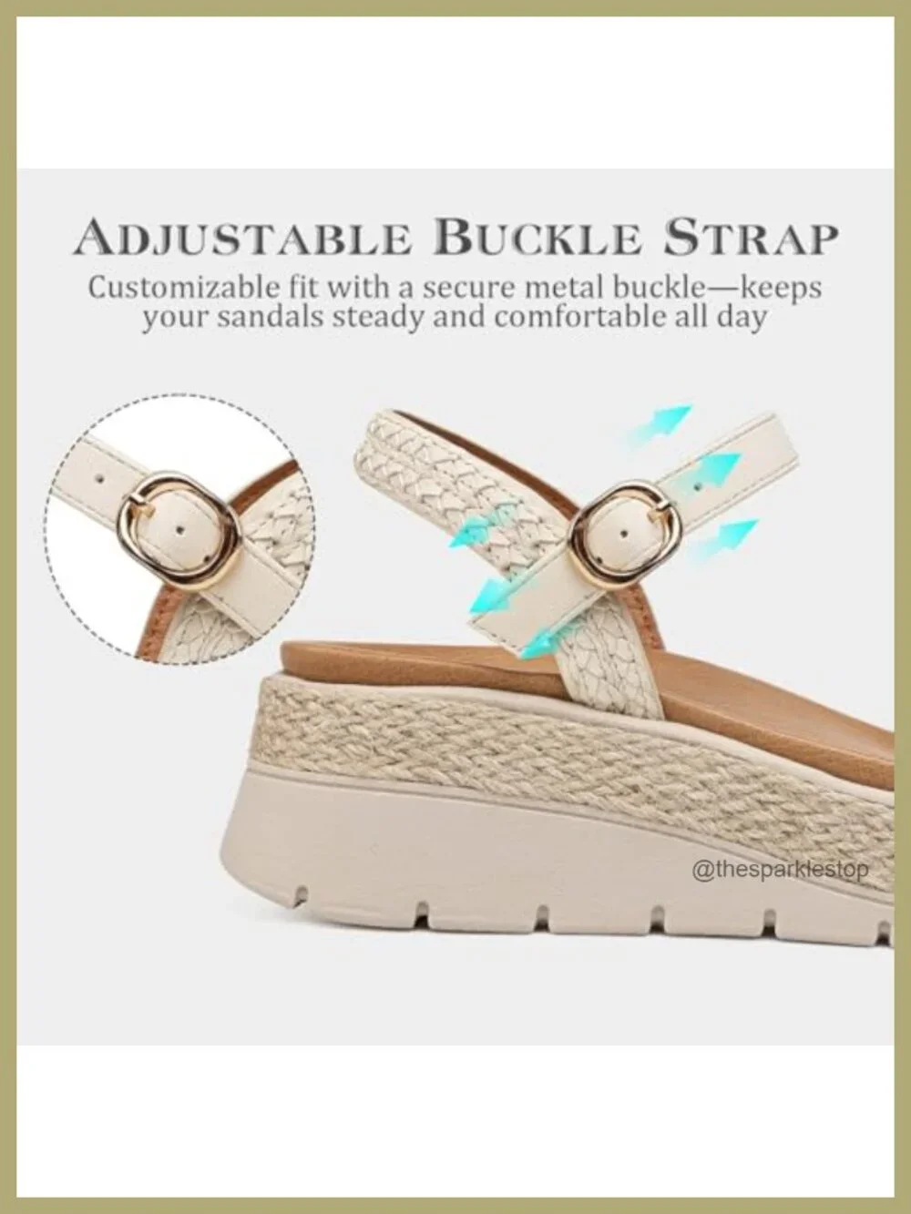 Women's Platform Espadrille Wedge Sandals Open Toe Adjustable Ankle Strap